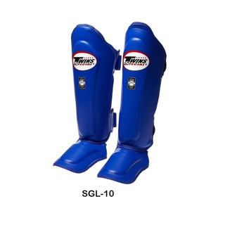 สนับแข้งทวินส์ สีน้ำเงิน ป้องกันหน้าแข้ง สำหรับการซ้อม Twins special shin guards SGL-10 Blue ( S,M,L,XL) Training MMA K1