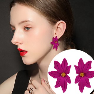 ต่างหูแฟชั่น แกนต่างหูดอกไม้สีลูกอมหวาน Statement Earrings Colorful Acrylic Flower Candy Ear Studs