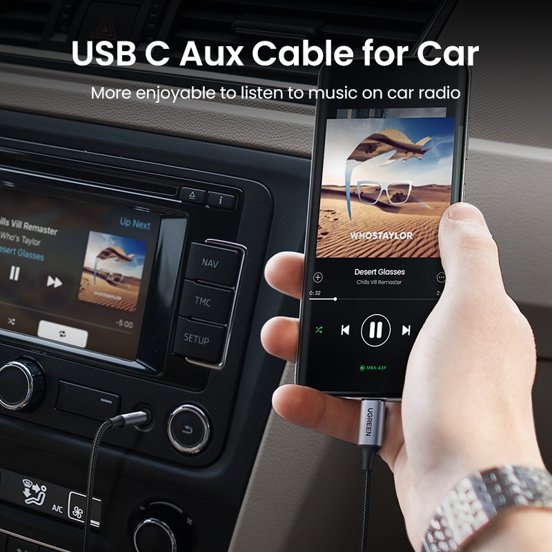 UGREEN Usb-C To 3.5 มม. สายเคเบิ้ลเสียงชิปอะแดปเตอร์แจ็คหูฟัง Usb C To Aux