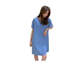 Cici(NO.9009)ชุดนอนเดรสกระโปรงผ้านิ่มเด้อใส่สบาย สไตล์เรียบง่าย