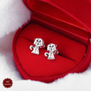 MT ต่างหูเงินแท้ รูปแมว แบบก้านเสียบ ติดหู Solid 925 Sterling Silver Earrings (se847) MT Jewelry มณีธารา