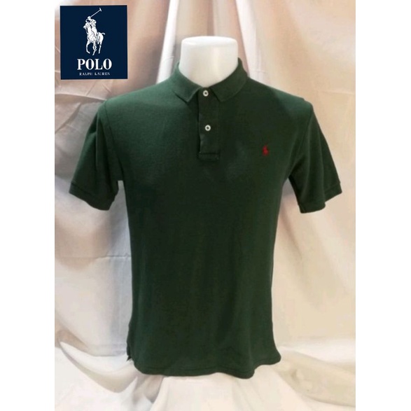 Polo by Ralph Lauren Brand_2nd hand (BK1) เสื้อโปโลแขนสั้น ผ้าฝ้าย​ 💯 % Size L สีเขียว กระสอบนำเข้ามือสอง