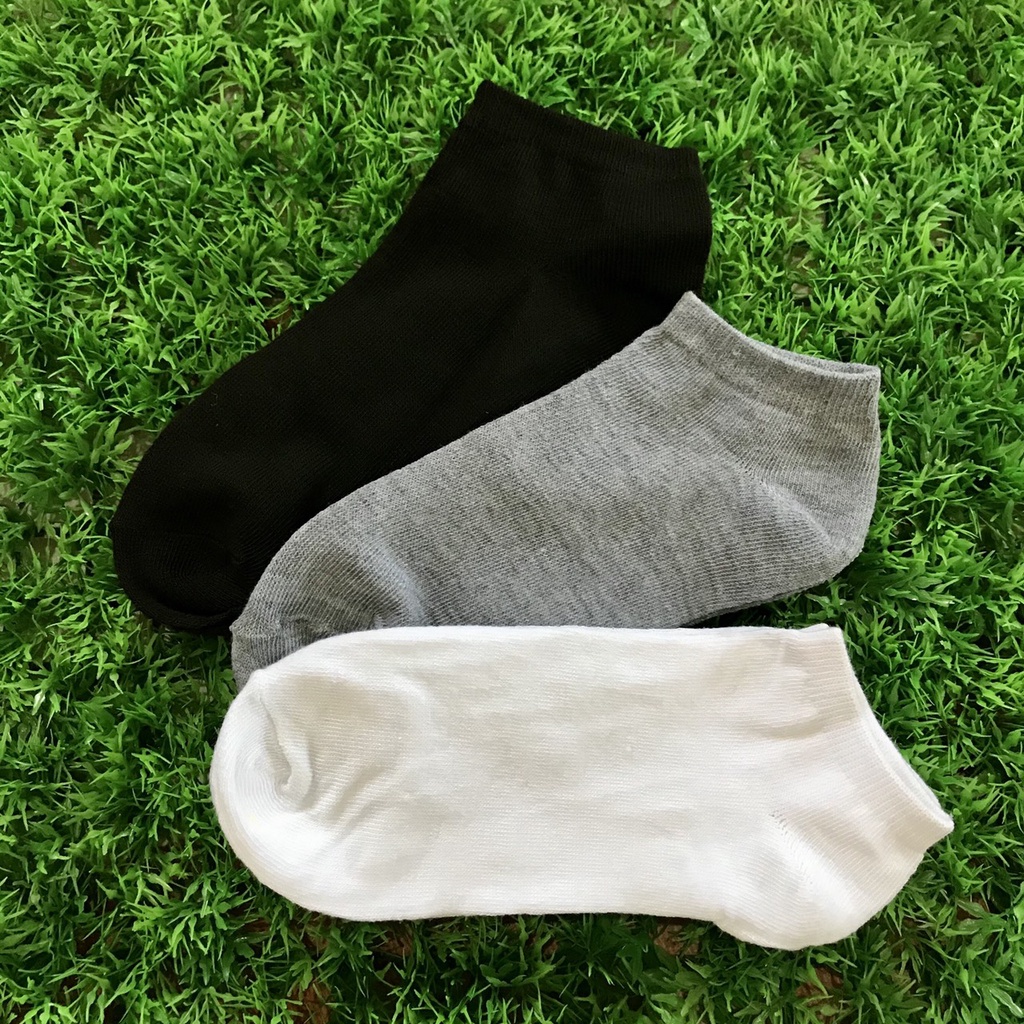 ซื้อ1แถม1 ถุงเท้าข้อสั้น สีพื้น ขาว ดำ เทา ระดับตาตุม ถุงเท้า พร้อมส่ง