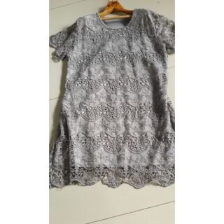 ชุดเดรสลูกไม้สีเทา(ของใหม่)