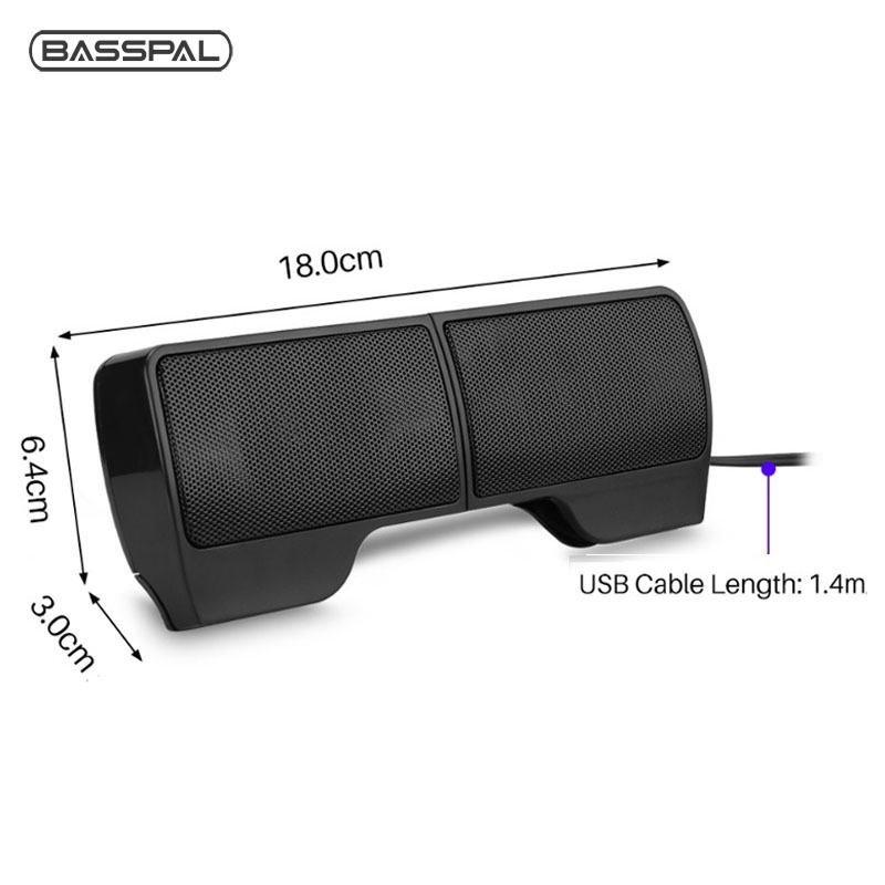 Basspal 9120 Portable Mini Stereo Speaker USB Wired 3.5mm Jack Speakers ...