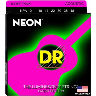 สายกีต้าร์โปร่งเคลือบเรืองแสงสีชมพู DR Strings รุ่น NEON™ PINK Coated Acoustic Guitar Extra Light