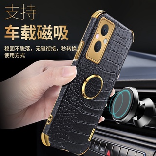 เคสโทรศัพท์มือถือ OPPO Reno8 Reno7 Reno6 Pro Z 5G 4G 2022 New Handphone Casing Crocodile Pattern Phone Cell Case with 360 Degree Rotating Ring Protective Back Cover Reno 8 8Pro 8Z 7 7Pro 7Z 6 Pro 6Z