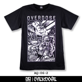 Overdose T-shirt เสื้อยืดคอกลม สีดำ รหัส AQ-06-2(โอเวอโดส)