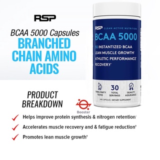 ⚡พร้อมส่ง⚡RSP BCAA 5000 [240เม็ด] บีซีเอเอ รูปแบบเม็ด พกพาง่าย