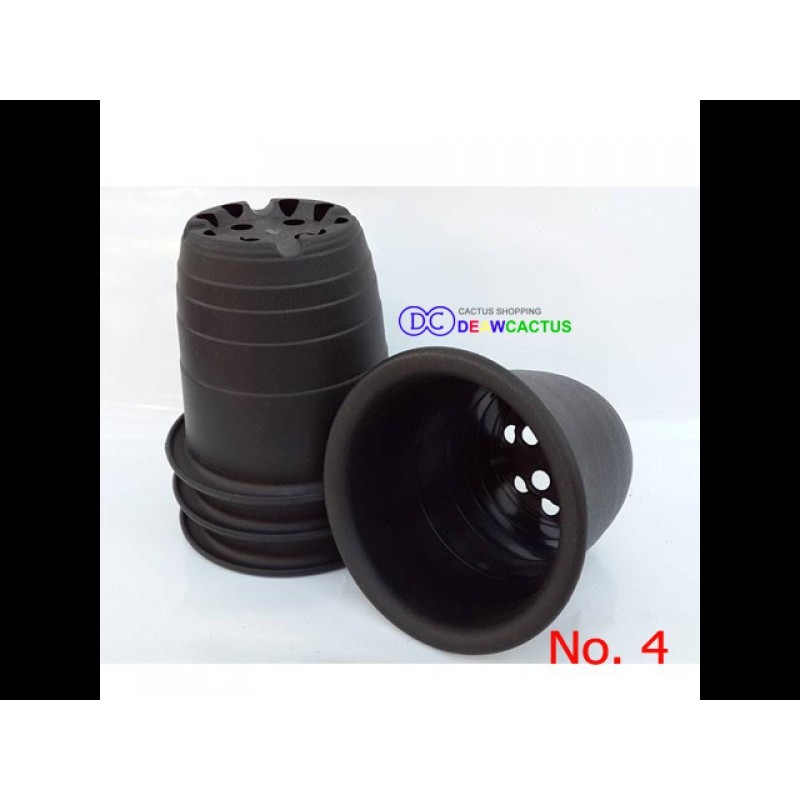 กระถางทรงถ้วย ญี่ปุ่น 3.5 นิ้ว,พลาสติก PP เกรด A ขายส่ง ราคาโรงงาน,เบอร์ 4 สีดำ ขนาดกว้าง 9 cm. สูง 