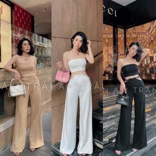 ชุดเซตเสื้อเกาะอก + กางเกงขายาว