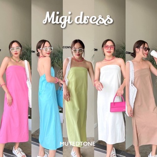 Mute - Migi dress เดรสเกาะอกผ้าลินินเเท้ มีซับในอย่างดี เดรสเรียบหรูชุดไปทะเล