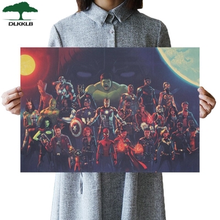 Dlkklb โปสเตอร์กระดาษคราฟท์ The Avengers Style B สไตล์เรโทรขนาด 51.5x36 ซม. สําหรับตกแต่งบ้าน