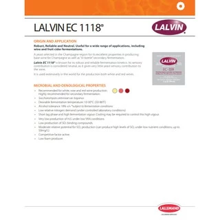 ยีสต์หมักไวน์ ทำไวน์ lalvin EC-1118