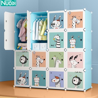 Nuodi ตู้เก็บเสื้อผ้า ตู้เก็บกระเป๋า ตู้เสื้อผ้า แบบพลาสติก ประกอบง่าย ตู้ใสเสื้อผ้า ไม่มีกลิ่นเเข็งเเรง ทนทาน