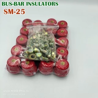SM-25 ลูกถ้วยฉนวนแดง BUS-BAR INSULATORS แพ็คละ 20ชิ้น แถมน็อตฟรี