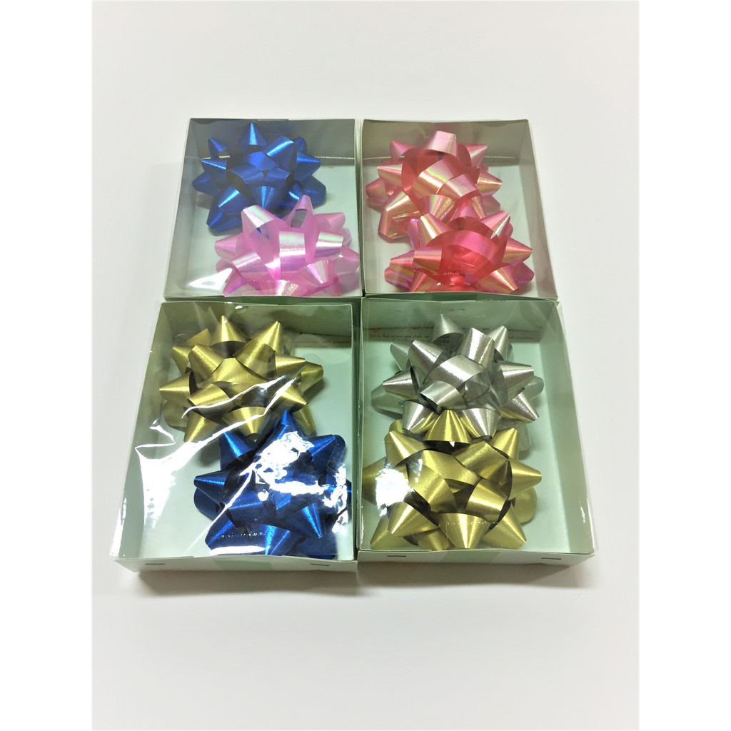ดอกริบบิ้น โบว์ห่อของขวัญ ดอกโบว์ ริบบิ้นโบว์ งานแฮนด์เมด คละสี SIZE L (24 ดอก/แพ็ค) ราคา 75 บาท