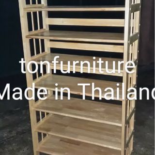 6 ชั้นวางของขนาด 30*70*200 ซม. ไม้ยางพาราสีโอ็คเข้มดำ