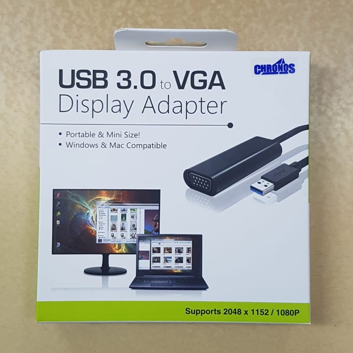 USB 3.0 เป็น VGA Display ขยายกระจก Win Mac 2048x1152 1080p CHRONOS