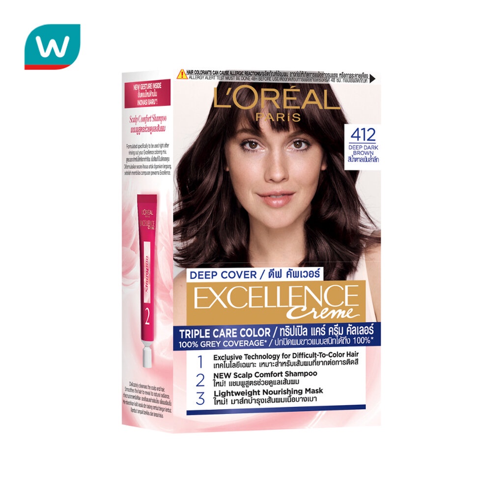L'Oreal ลอรีอัล ปารีส เอ็กซ์เซลเลนซ์ ครีม ดีฟ คัพเวอร์ เบอร์ 412 สีน้ำตาลเข้มล้ำลึก