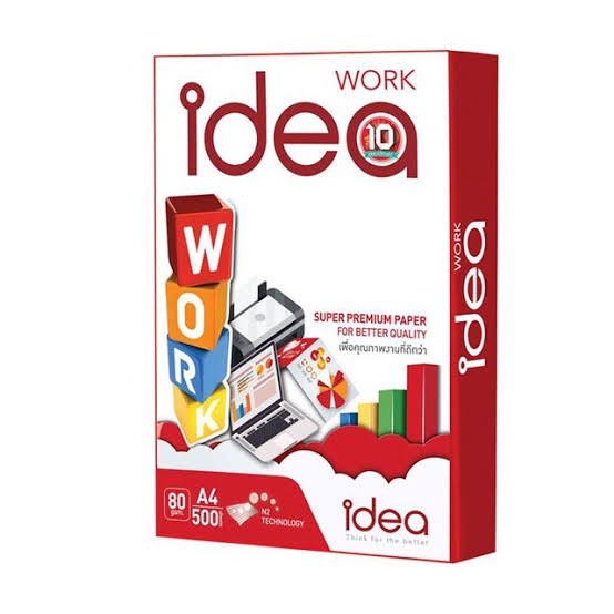 กระดาษถ่ายเอกสาร A4 80 แกรม IDEA WORK  500 แผ่น