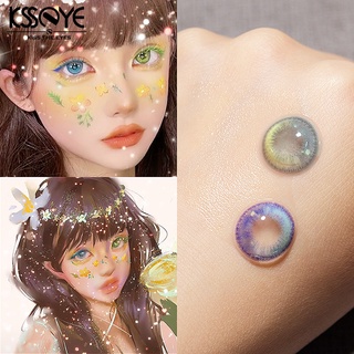 Ksseye- คอนแทคเลนส์ เลนส์สีฟ้า ลายการ์ตูนอนิเมะ สําหรับสายตาสั้น 2 ชิ้น ต่อคู่