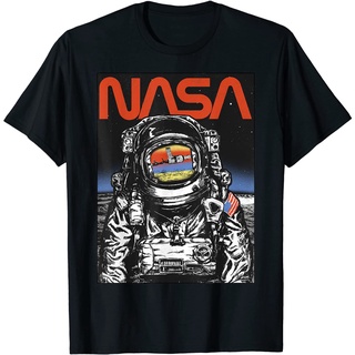 เสื้อยืด พิมพ์ลายนักบินอวกาศ Nasa Moon Reflection สไตล์วินเทจเรโทร