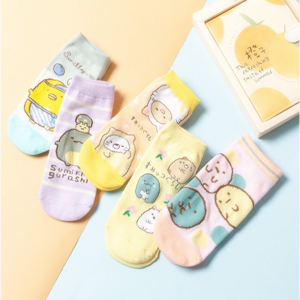 ถุงเท้า Sumikko Gurashi ถุงเท้าสีลูกกวาด ถุงเท้าผู้หญิงน่ารัก