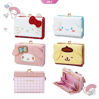 กระเป๋าสตางค์ หนัง PU ลายการ์ตูน My Melody KT Cat Cinnamoroll Purin Dog Kawaii ขนาด 11 ซม. น่ารัก มีซิป พับได้ ใส่บัตรได้ สําหรับผู้หญิง