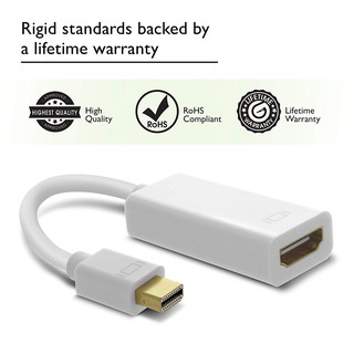 Mini DP to HDTV, Gold Plated Mini DisplayPort (ThunderboltTM Port Compatible) Male to Female Adapter (white)