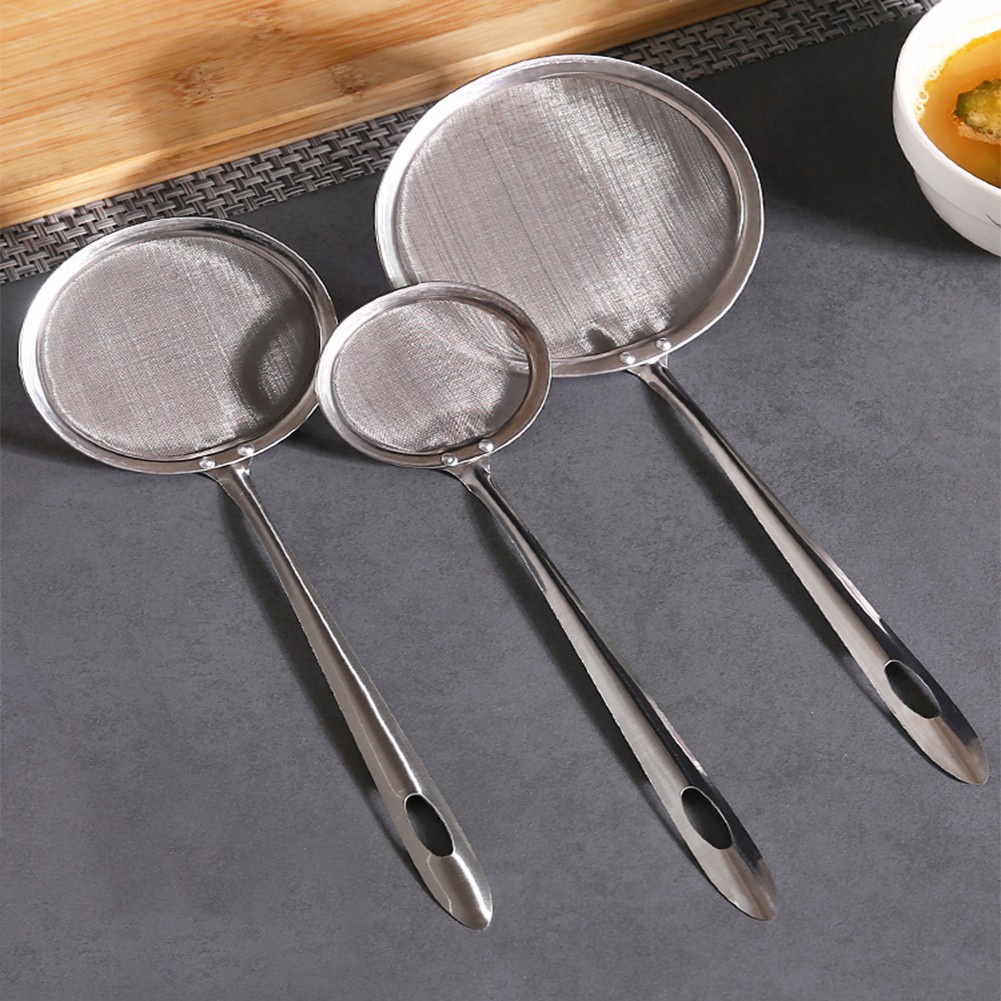 2022 สินค้าขายดี◈✁Long  Handle Stainless Steel Fine Mesh Strainer Spoon /Stainless Steel Soup Mesh S