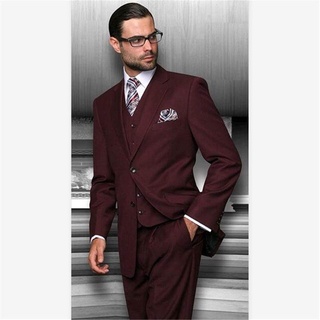 ใหม่คลาสสิกผู้ชายชุด Smolking Noivo Terno Slim Fit Easculino ชุดราตรีชุดสำหรับชาย Burgundy Tailor Made งานแต่งงาน Blazer