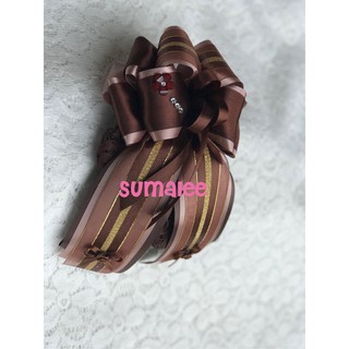 เน็ตติดผม Sumalee งาน Handmade สีน้ำตาล ลิบบิ้นแถบทอง