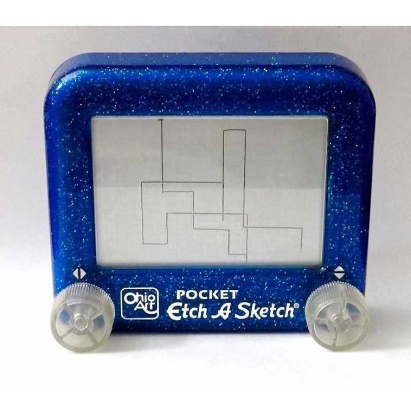 Vintage Ohio Art Jelly Color Pocket Etch A Sketch (Blue Sparkle Color)