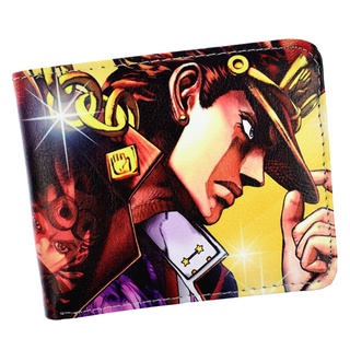 Jojos Bizarre Adventure กระเป๋าสตางค์หนัง PU ใบสั้น พับได้ พร้อมช่องใส่บัตร เหรียญ และช่องใส่บัตร ขนาดเล็ก