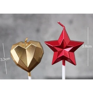 เทียนวันเกิดรูปหัวใจ+รูปดาว(ใหญ่)พร้อมส่ง