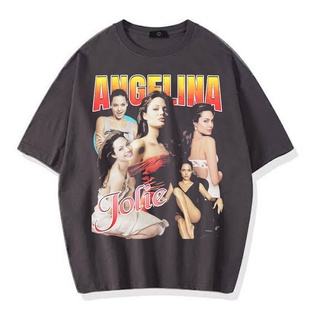 เสื้อยืด ลาย Angelina JOLIE VINTAGE สีเทาเข้ม