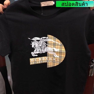 [รับประกันแท้] BURBERRY ยุโรปและอเมริกาพิมพ์ม้าสงครามเสื้อยืดผู้ชายและผู้หญิงแขนสั้น