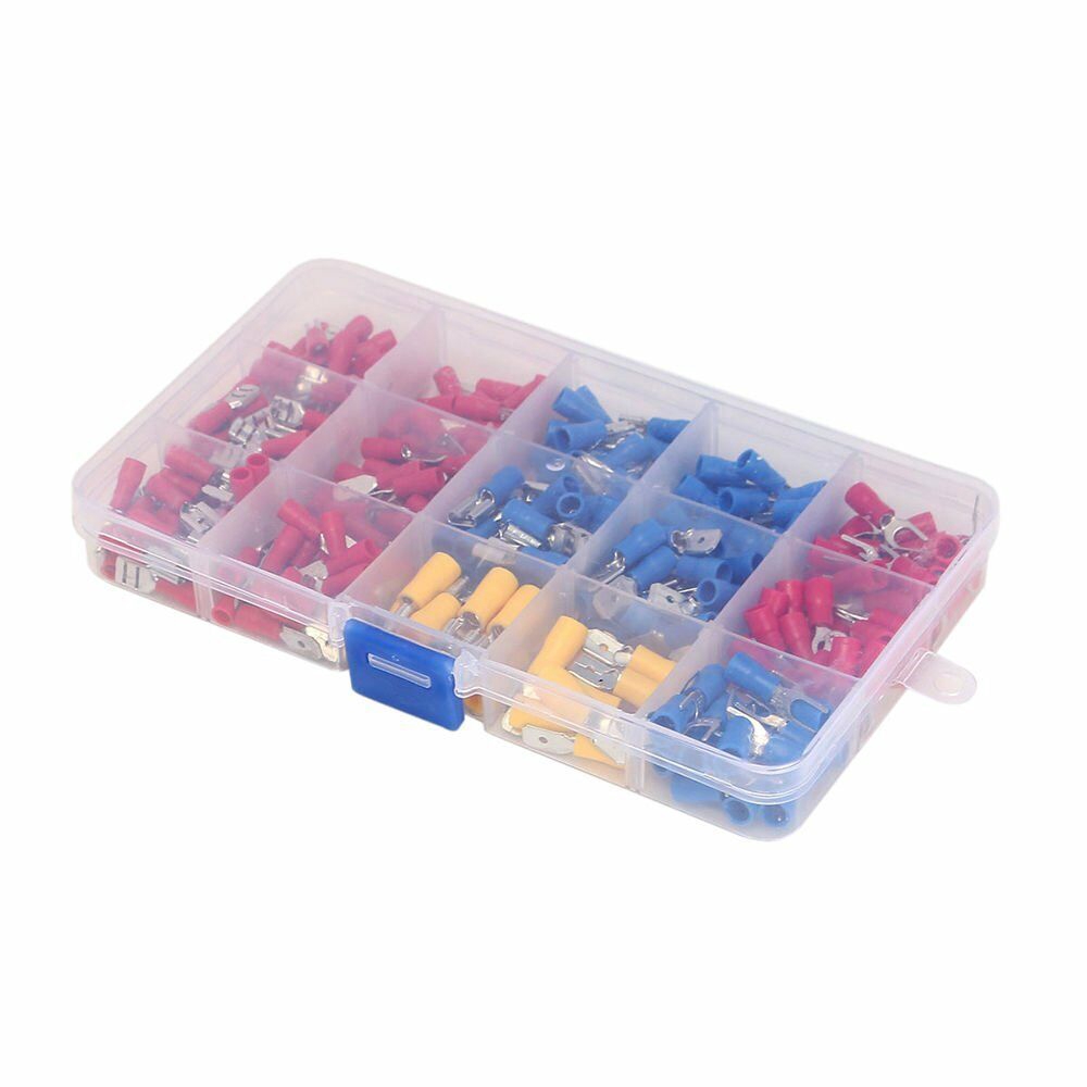 Pcbfun 280PCS Assorted Crimp Spade Terminal ฉนวนสายไฟเชื่อมต่อ DIY Kit
