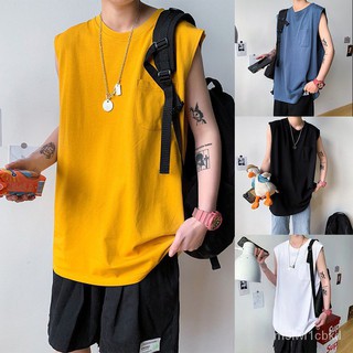 ฤดูร้อนใหม่เสื้อยืดแขนกุดสีทึบเวอร์ชั่นเกาหลีชายของเสื้อกั๊กหลวมและป่าเสื้อกั๊กอินเทรนด์นักเรียน bottoming เสื้อ 9sml