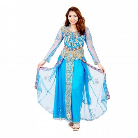 ชุดย่าหยา(ชุดพื้นเมืองอินโดนีเซีย เมืองหลวงASEAN)ผ้าตาข่าย แต่งหรูด้วยลูกปัด+เลื่อม เอวกึ่งยางยืด มี