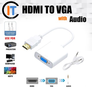 อะแดปเตอร์ แปลงสัญญาณ HDMI to VGA Converter with Audio หัวแปลงสัญญาณ HDMI ไป VGA พร้อมสายเสียง Audio