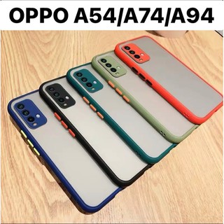 🇹🇭เคสโทรศัพท์ Case OPPO A54/A74/A94/เคสกันกระแทก ปุ่มสีผิวด้าน กันรอยกล้อง ขอบนิ่มหลังแข็ง รุ่นใหม่ล่าสุด