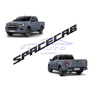 (1ชิ้น) SPACECAB LOGO แผ่นป้ายติดข้างรถ อีซูซุ ดีแม็กซ์ 2ประตู แคป 2021 2022 23 สีดำด้าน ISUZU D-MAX DMAX โลโก้ STICKER