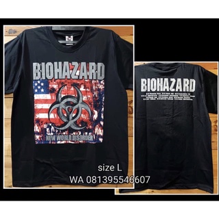 เสื้อยืดผู้ชาย เสื้อยืด พิมพ์ลาย BIOHAZARD NEW WORLD DISORDER PREMIUM ORIGINAL REBEL S-5XL