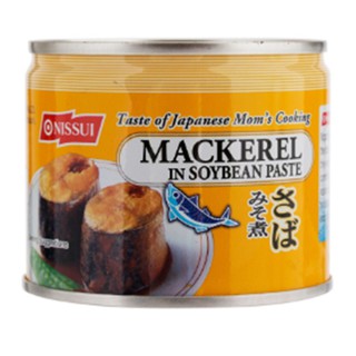 นิสซุยปลาแมคเคอเรลในซอสเต้าเจี้ยว 190กรัม Nissui Mackerel in Soybean Paste 190g.