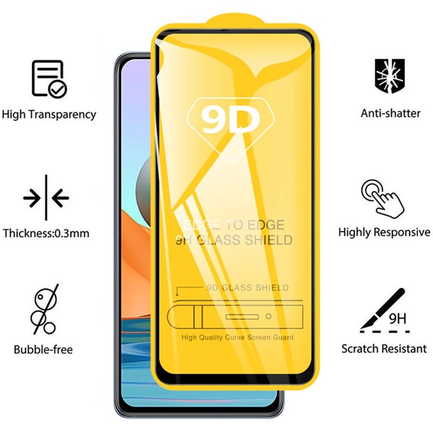VIVO T1(5G)/VIVO T1X Full Cover 9D กาวเต็มพร้อมกระจกนิรภัยขอบสีดํา