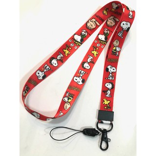 สายคล้องคอ สายคล้องบัตร ห้อยโทรศัพท์ ลาย SNOOPY RED PEANUTS ZZZ น่ารัก มีก้ามปู มีห่วงเล็ก ถอดได้ ขนาดกว้าง 20 มิลลิเมตร