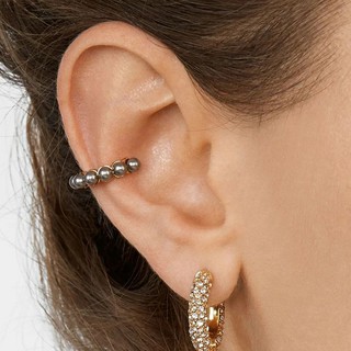 ●●● ต่างหูหนีบไข่มุกสีเทาดำ • Grey Pearl Ear cuff