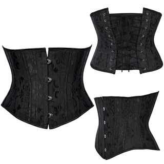 Steampunk Vintage Jacquard Corset Girdle Steel Bone เอวเทรนเ…
